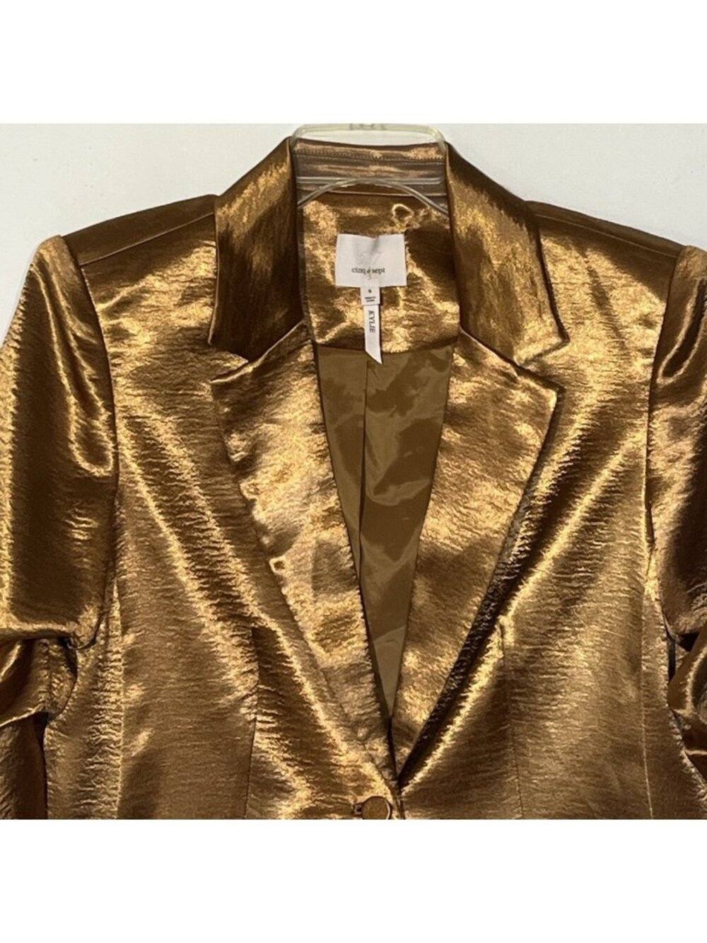 Cinq a Sept Kylie Cinnamon Satin Ruched Sleeves Blazer Jacket - Picture 5 of 12